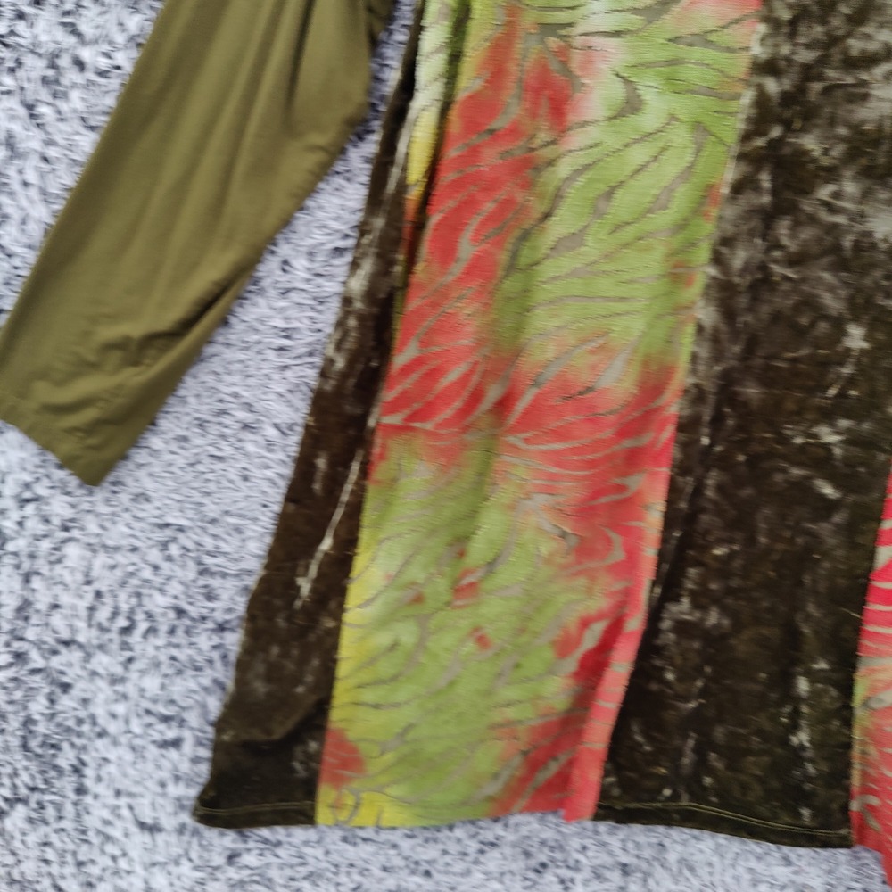 LOGO Women Whimsigoth Burnout Velvet Festival Vamp Tunic 1X Green Red Abstract - Picture 14 of 16